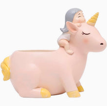Load image into Gallery viewer, Unicorn planter, Comes With A Assortment of Succulent Cuttings to Make Your Own Planter
