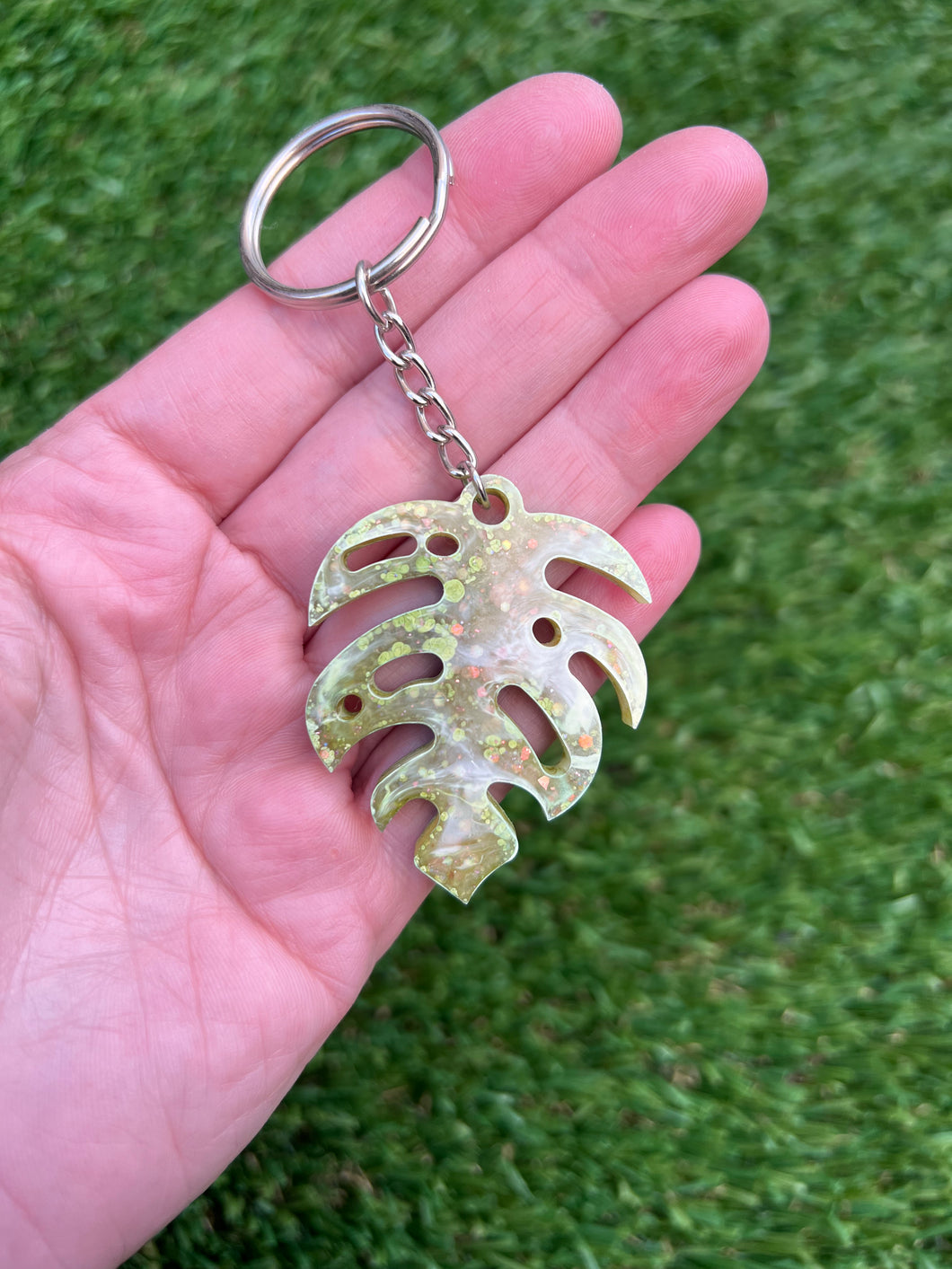 Handmade Monstera leaf key chain
